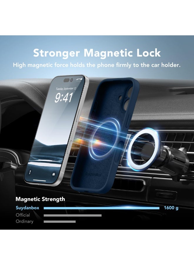 SUYDANBOX Magnetic for iPhone 17 Case, Compatible with MagSafe, [Full Camera Protection][Screen Protector] Silicone Shockproof Protective Phone Case for iPhone 17 6.3", Cobalt Blue - Image 3